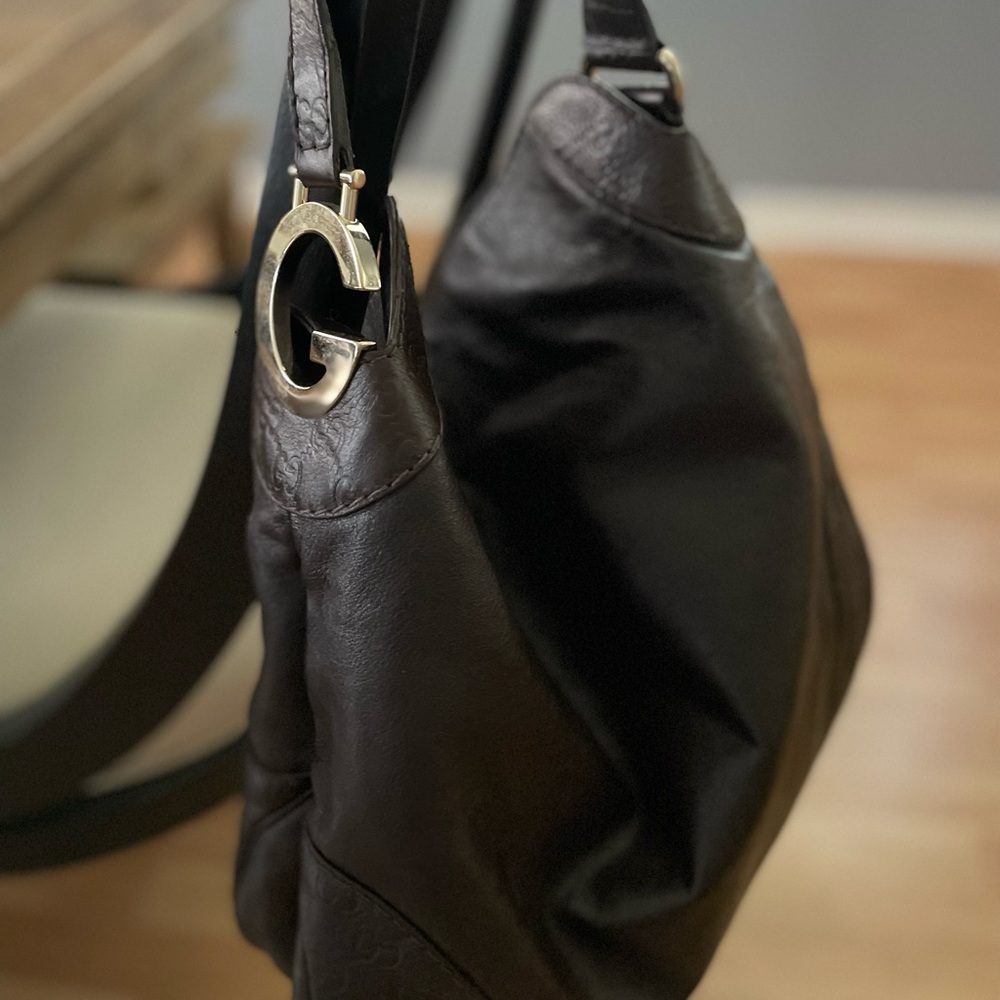 Gucci Brown Leather Charlotte Bag with Guccissima Trim